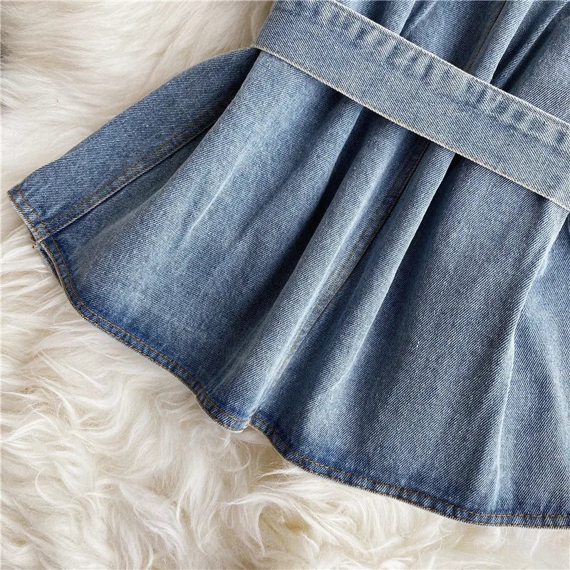 Fashion Strapless Denim Tops Summer Off Shoulder Women Short Vest With Belt Female Jean Tank Streetwear