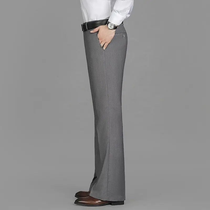 Business Trousers for Men Flared Social Tailoring Gray Bell Mouth Man Suits Pants Clothes Offer Fabric Fashion Classic Elegant