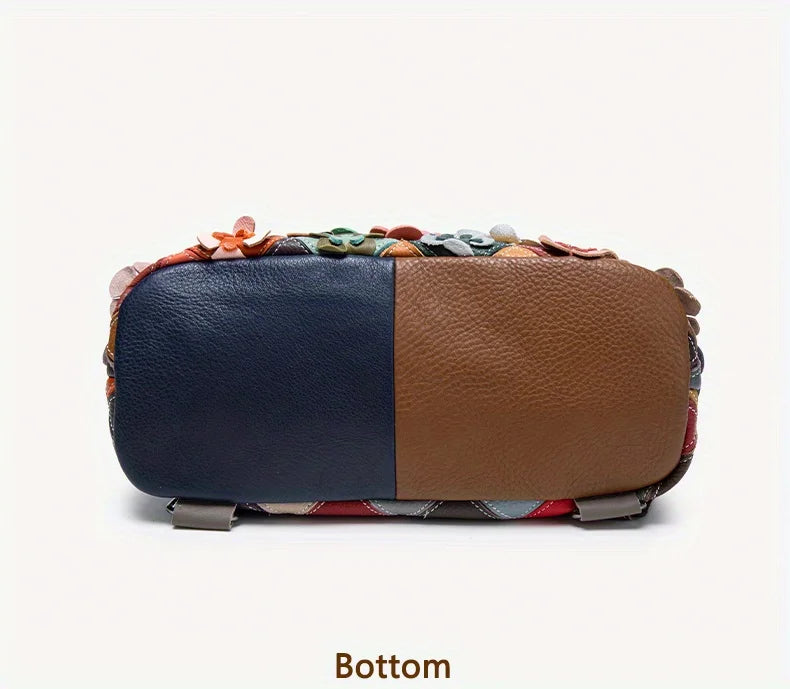 Handmade bag, three-dimensional floral romantic backpack, colorful patchwork retro backpack, luxurious travel experience