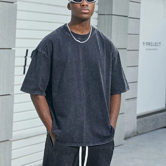 Vintage Acid Wash T Shirt Fashion Washed T-shirt Men's Casual Short Sleeve Hip Hop Streetwear Harajuku Women's Loose T Shirts