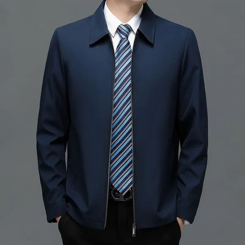 BROWON Brand Coat Men Jacket 2025 Autumn New Fashion Turn-Down Collar Jacket Men Casual Business Solid Color Outwear Mens Jacket