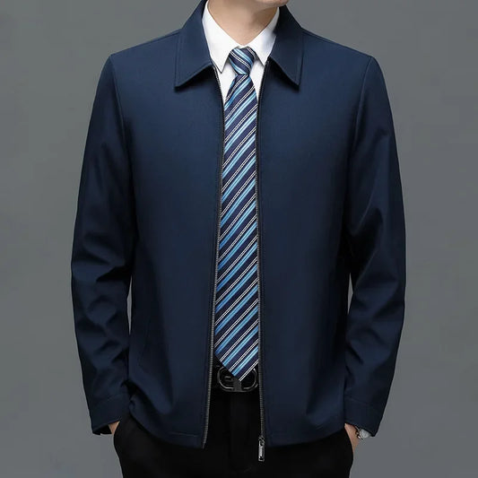 BROWON Brand Coat Men Jacket 2025 Autumn New Fashion Turn-Down Collar Jacket Men Casual Business Solid Color Outwear Mens Jacket