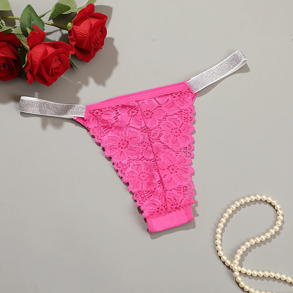 Women Panties Shiny Rhinestone Sexy Lace Lingerie Women Low Rise Female Cotton Underwear G-string  Ladies BriefsThong