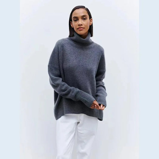 Oversized Women Cashmere Turtleneck Sweater Basics Knitted Jumpers Top Autumn Winter Warm Female Pullvers Sweater