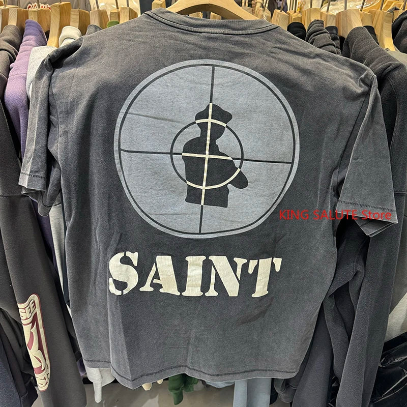 Saint High Quality Casual Loose Smiling Print Men T Shirt