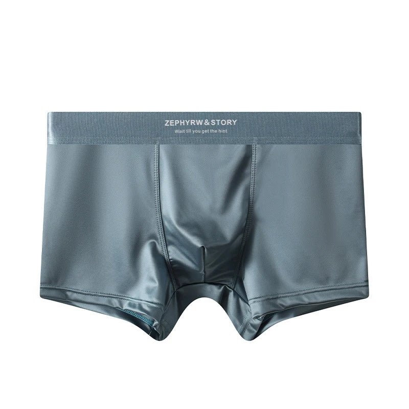 Luxury Ice Silk Satin-like Men's Boxershort Panties 3D Double-layer Crotch Breathable Comfortable Cool Underpants Man Underwear