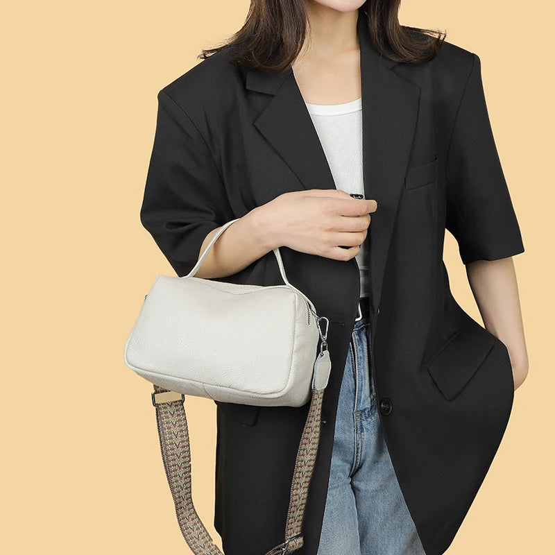 Luxury Soft Genuine Leather Handbag Fashion Women Shoulder Messenger Bag Solid Color Cowhide Tote Fashion Female Crossbody Sac