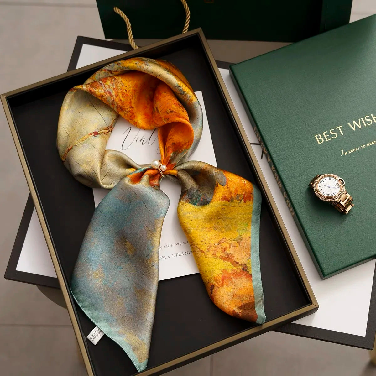 Women Silk Scarf Fashion Hair Scarf Silk Satin Neckerchief Female Hair Ties Headband Hair Ornament Female Bandana Bag Scarves