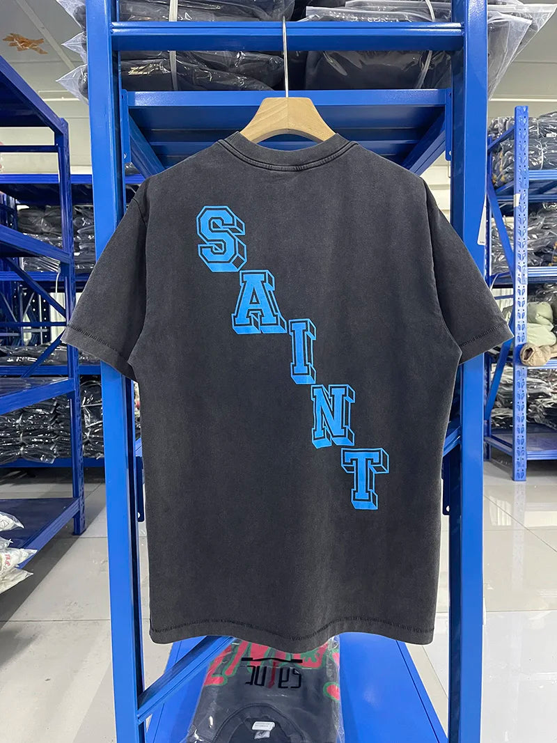 Saint High Quality Casual Loose Smiling Print Men T Shirt