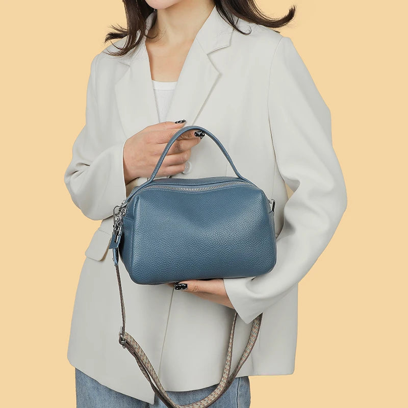 Luxury Soft Genuine Leather Handbag Fashion Women Shoulder Messenger Bag Solid Color Cowhide Tote Fashion Female Crossbody Sac