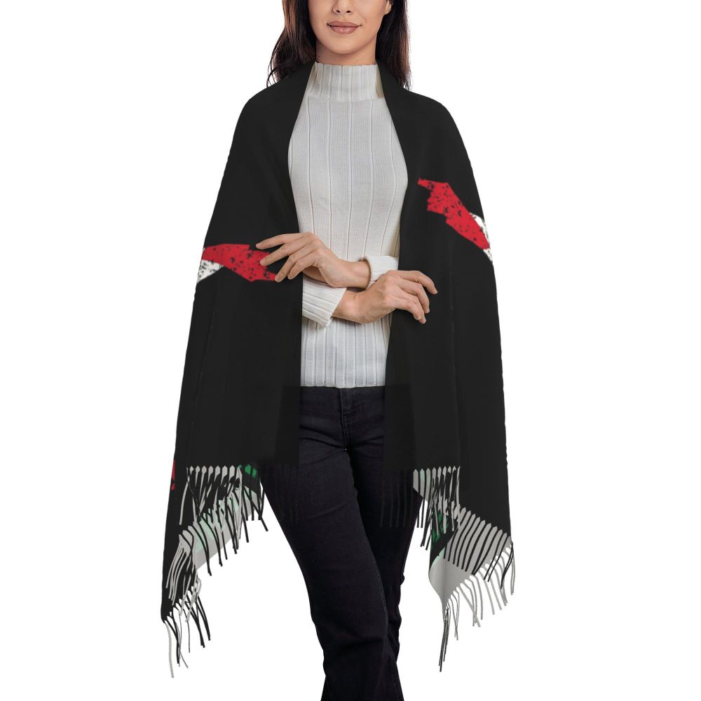Palestines Flag Tassel Scarf Women Soft Palestinians Patriotic Shawl Wrap Ladies Winter Fall Scarves