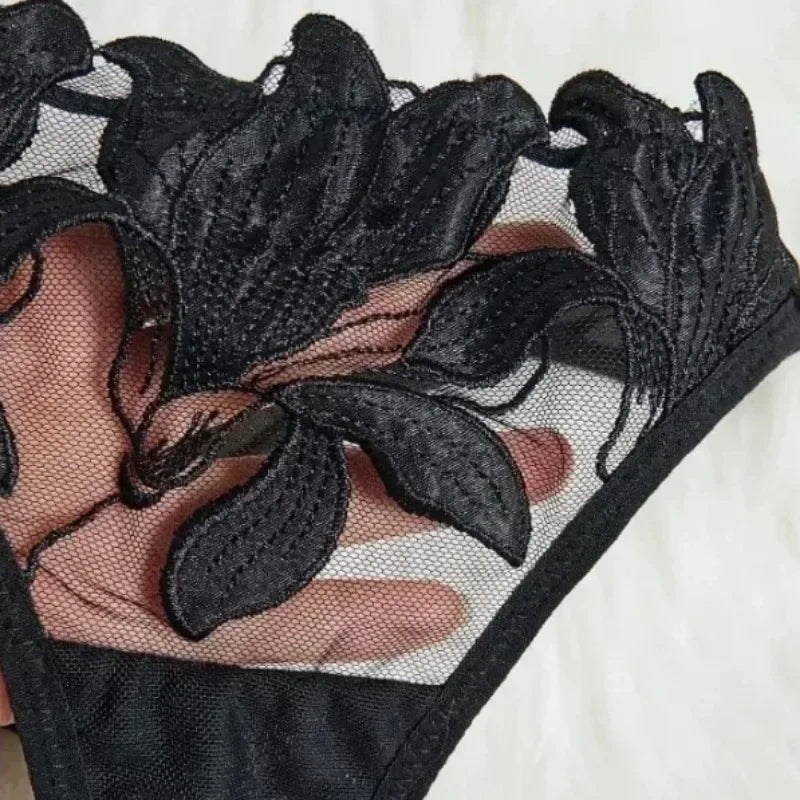 Fairy Lingerie Floral Valentine Charming Brief Panty Underwear Sexy Nighty Fancy V Underwear Brief Set for Lady  See Through Bra