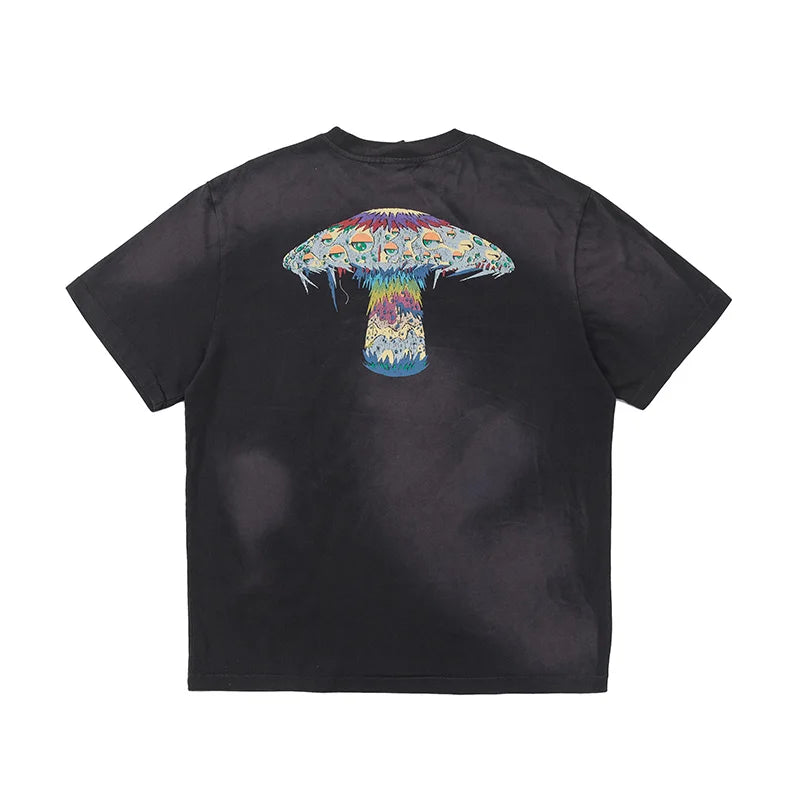 Vintage Series Saint Round Neck Sexy Robot Printed Casual High Quality Oversized T Shirt Harajuku Streetwear Men