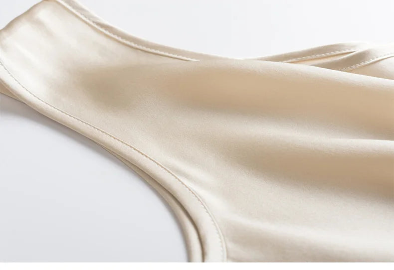 SuyaDream. Débardeur basique confortable pour femmes, 100% soie véritable, t-shirt Chic sans manches à col rond, gilets d'été solides 2025, blanc, rose, Beige