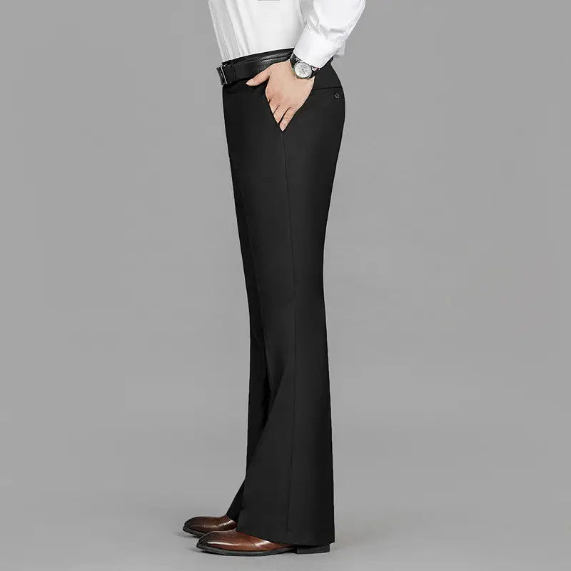 Business Trousers for Men Flared Social Tailoring Gray Bell Mouth Man Suits Pants Clothes Offer Fabric Fashion Classic Elegant