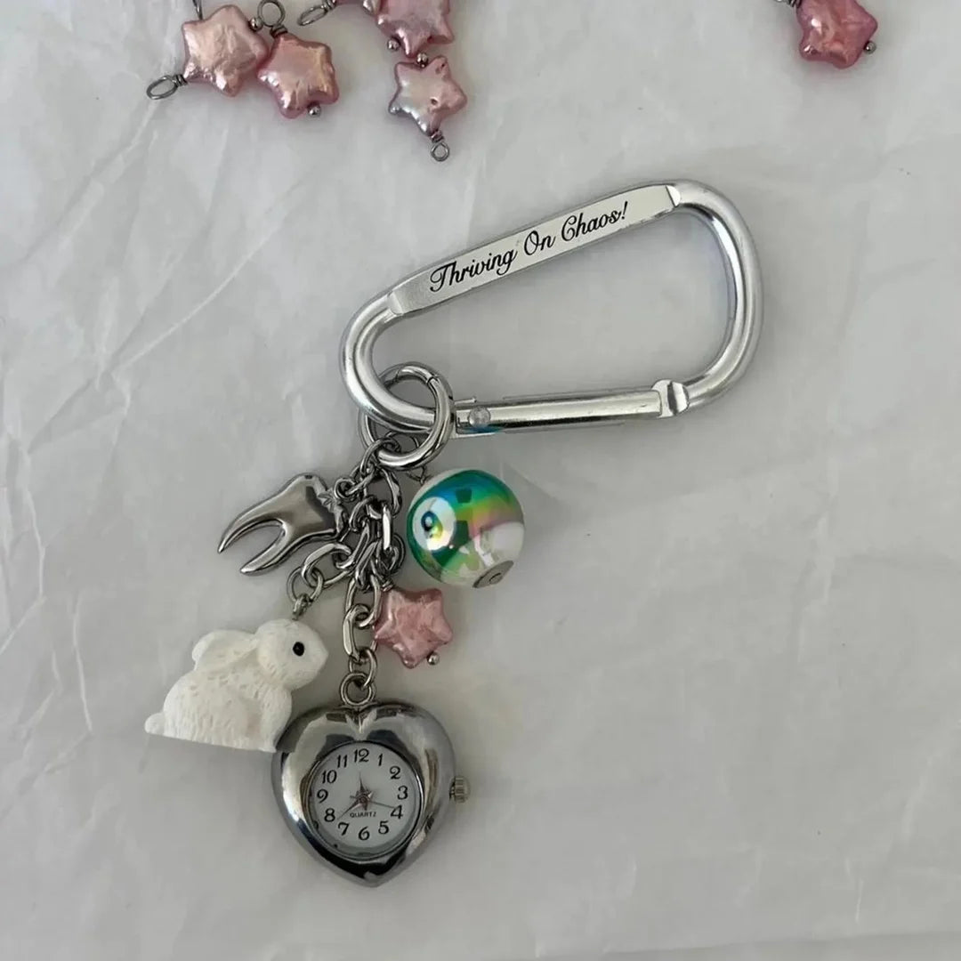 Creative Design Retro Pocket Watch Guitar Pick Personalized Pendant Mechanical Elements Creative Couple Gift Keychain Bag Parts