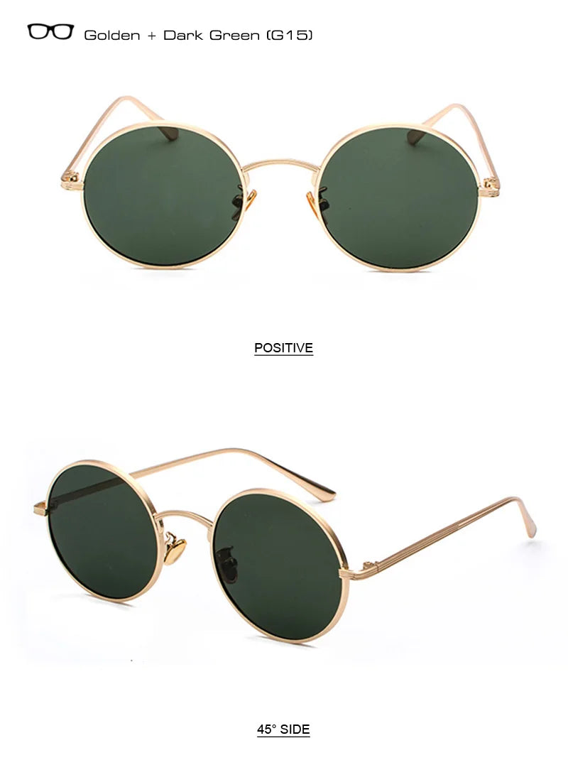 SHAUNA Super rond femmes lunettes de soleil marque concepteur mode hommes vert foncé lentille nuances UV400