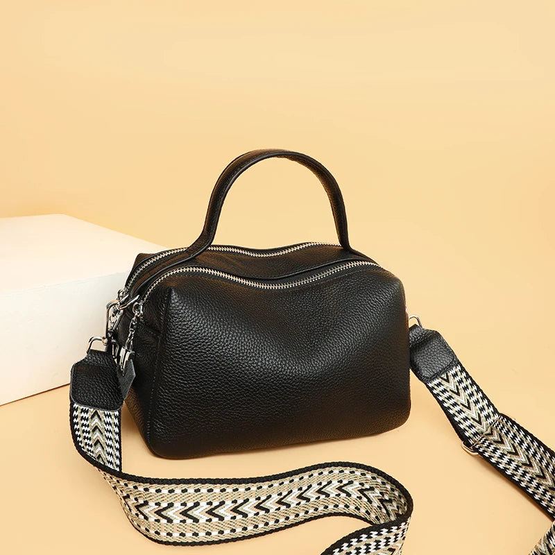 Luxury Soft Genuine Leather Handbag Fashion Women Shoulder Messenger Bag Solid Color Cowhide Tote Fashion Female Crossbody Sac