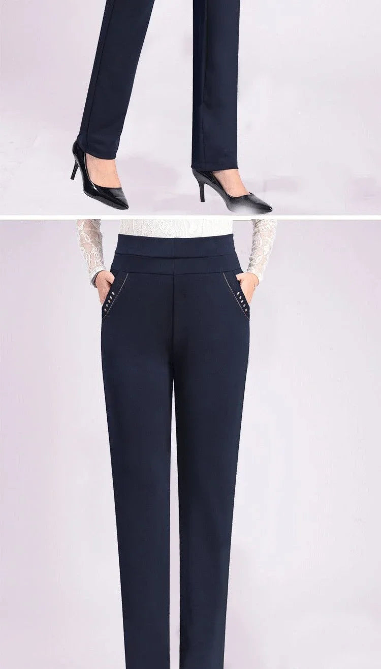 Women's Thin Casual Pants Stretch Women's Pants High Waist Straight-leg Women's Pants