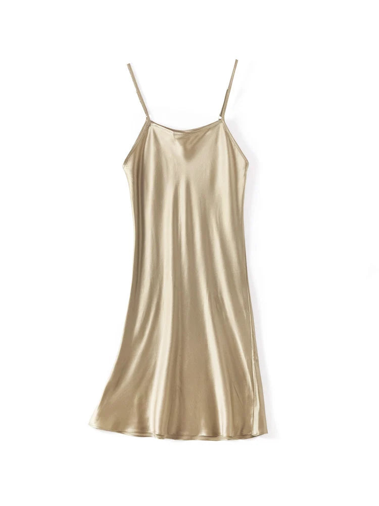 SuyaDream femme Mini robe 19mm 100% vraie soie sans manches solide Spaghetti sangle robes de nuit 2025 élégant Chic vêtements