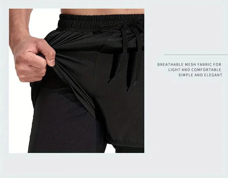 Men's Aloe Pants Athletic Shorts Two-Layer Swim Trunks: Stylish, Quick-Drying & Comfortably Fit for Beach, Pool & Hot Spring!