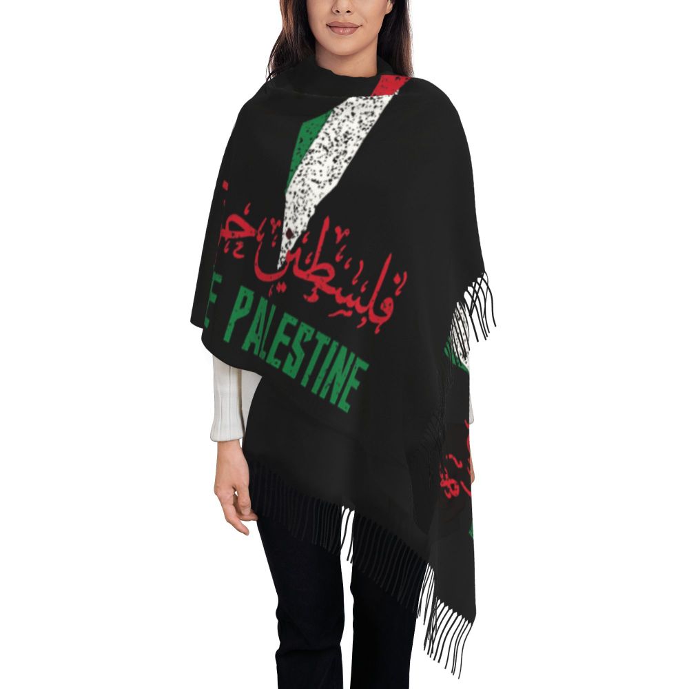 Palestines Flag Tassel Scarf Women Soft Palestinians Patriotic Shawl Wrap Ladies Winter Fall Scarves