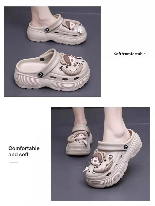 New summer cute little person hole shoes women's shoes breathable thick sole comfortable slippers beach shoes sandal Platform