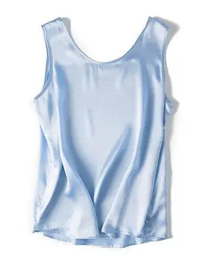 SuyaDream. Débardeur basique confortable pour femmes, 100% soie véritable, t-shirt Chic sans manches à col rond, gilets d'été solides 2025, blanc, rose, Beige