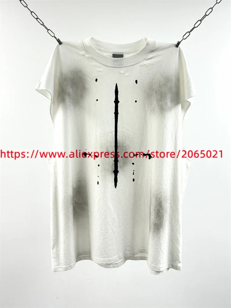 Washed Saint Punk art limited edition BOX TEE Hand Worn Vest T-Shirts Men Women High Quality T Shirt