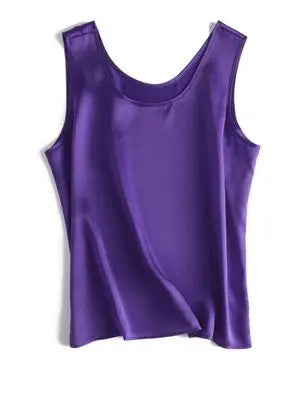 SuyaDream. Débardeur basique confortable pour femmes, 100% soie véritable, t-shirt Chic sans manches à col rond, gilets d'été solides 2025, blanc, rose, Beige