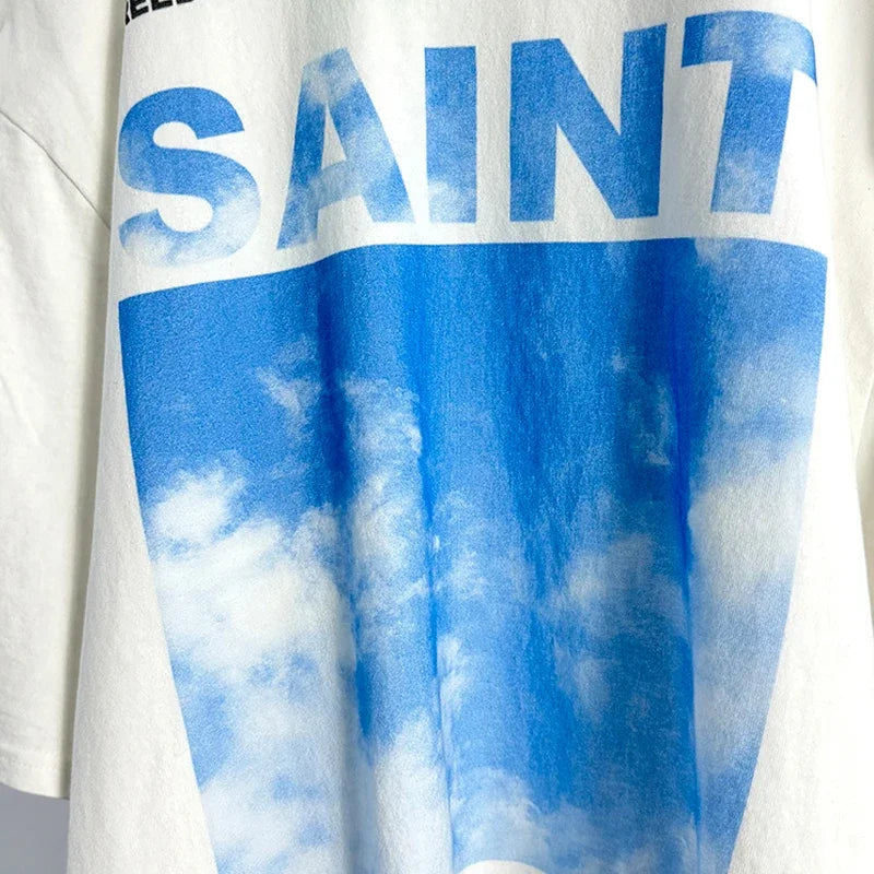 Red Skull Finger Print Damaged Hole Saint Tank Tee Men Women Streetwear Oversized Vest Vintage Washe Black Sleeveless T Shirt