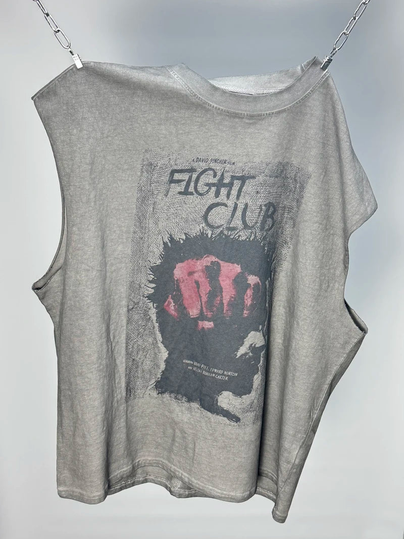 Washed FIGHT CLUB Tank Tops Vest Men Women Summer High Quality SAINT Oversized Sleeveless T-shirt