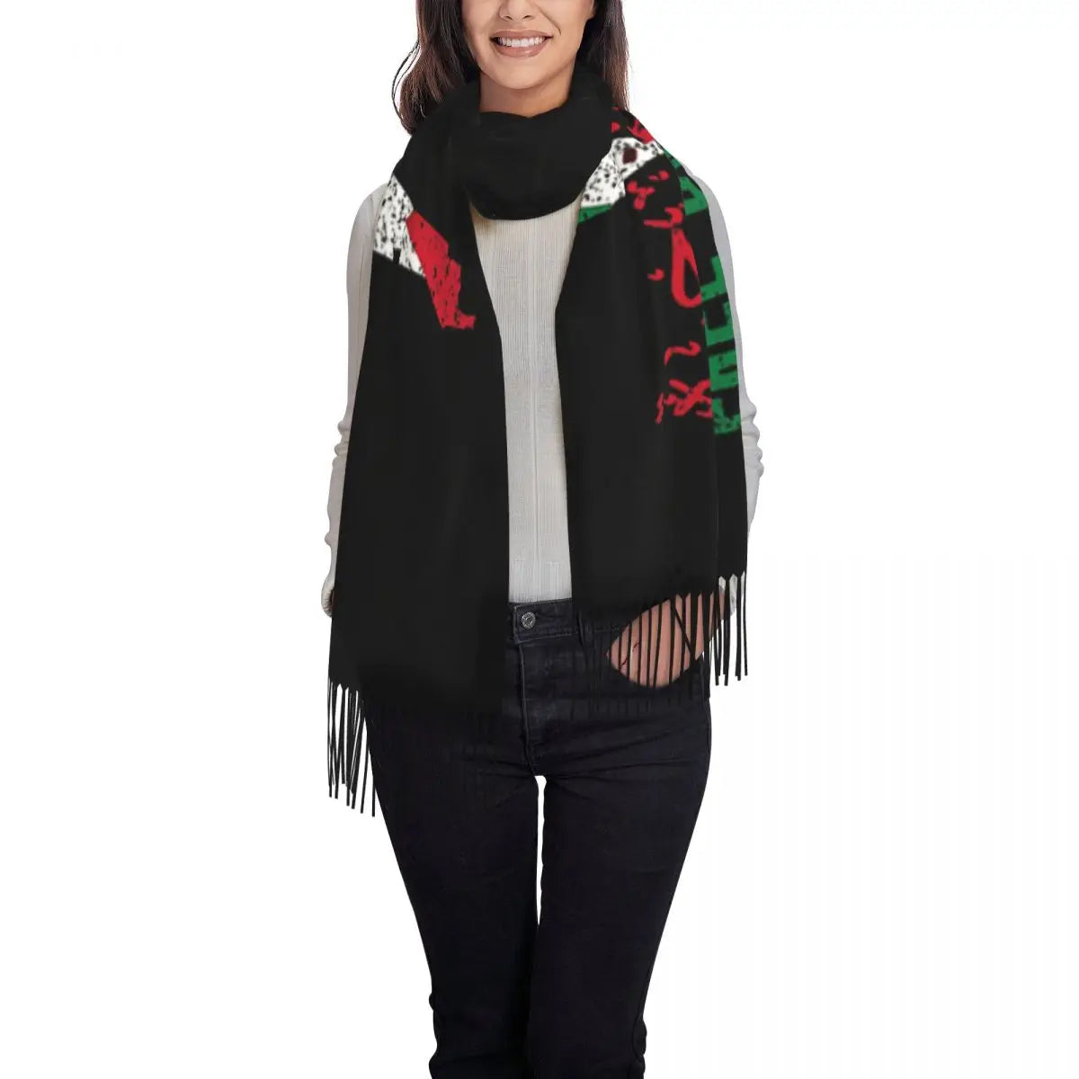 Palestines Flag Tassel Scarf Women Soft Palestinians Patriotic Shawl Wrap Ladies Winter Fall Scarves
