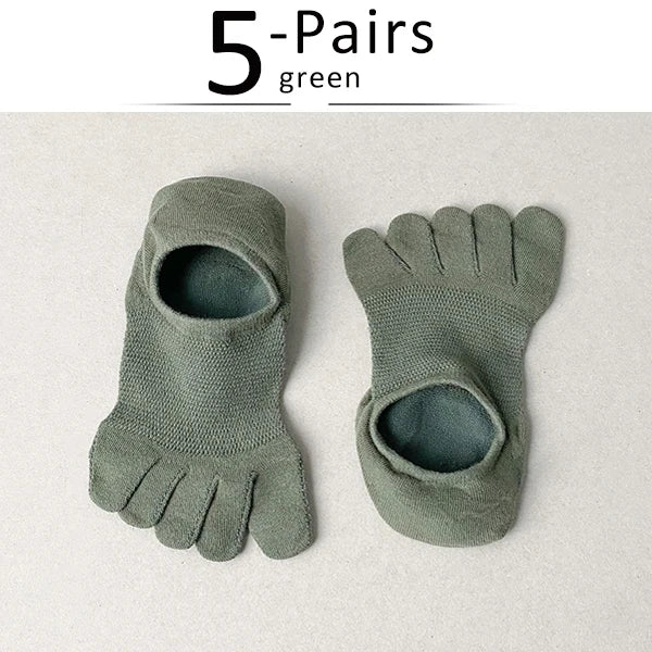 5 Pairs Invisible Toe Socks Summer Thin Cotton Mesh Shallow Mouth Soft Elastic Breathable Deodorant Cool 5 Finger Socks Sokken