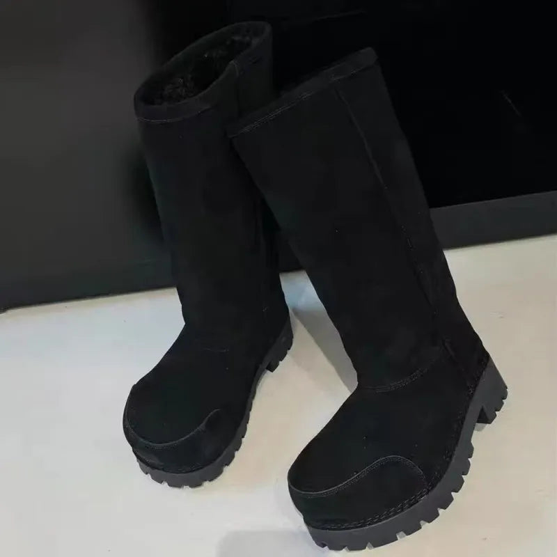 Winter Boots Women Snow Boots genuine leather Waterproof Warm Ski Boots Female Outdoor Non-slip Cotton Boots Size 35-40