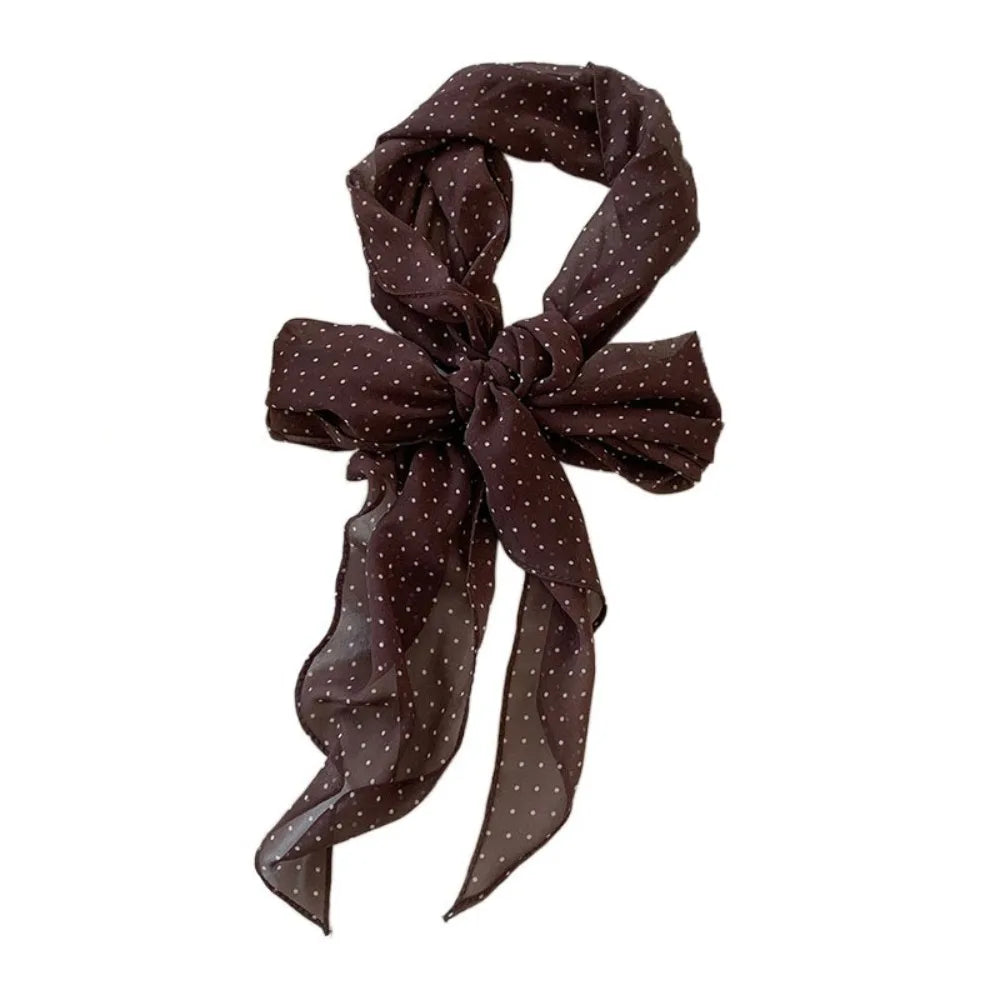 Elegant Ribbon Polka Dot Scarf Printed Multifunction Scarf Headband Thin Head Scarf Long Scarves Party