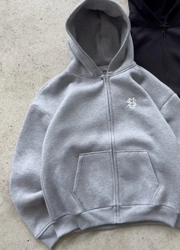 2025 American casual zipper hoodie sweatpants two-piece y2k clothing men's hip-hop embroidered oversized sweatpants casual pants