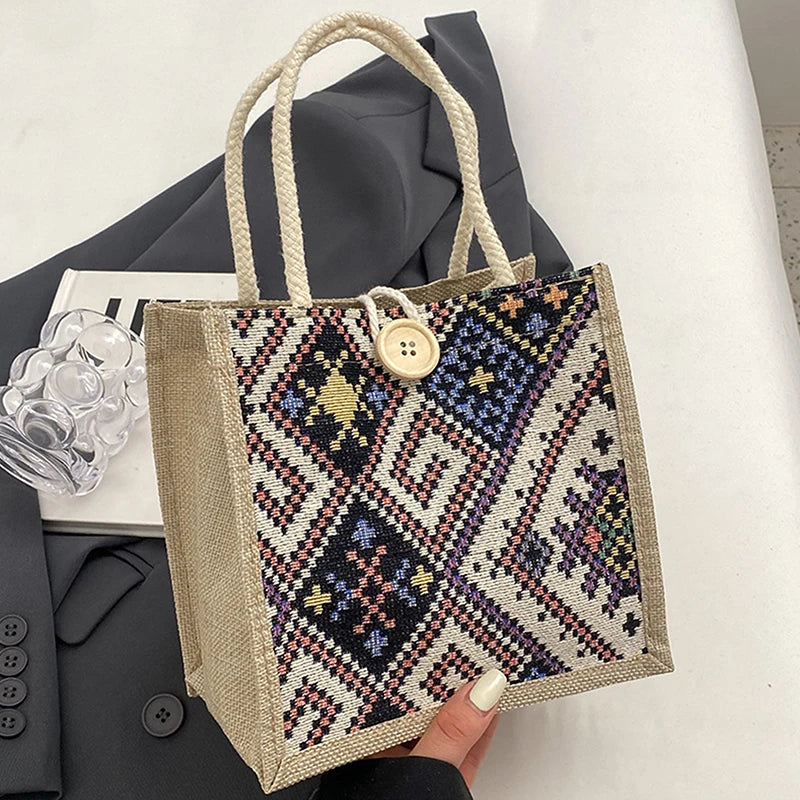 Canvas Bags For Women Shoulder Bag Retro Casual Tote Handbags Ethnic Style Large Capacity Hand Bags Japanese Style Student Bag
