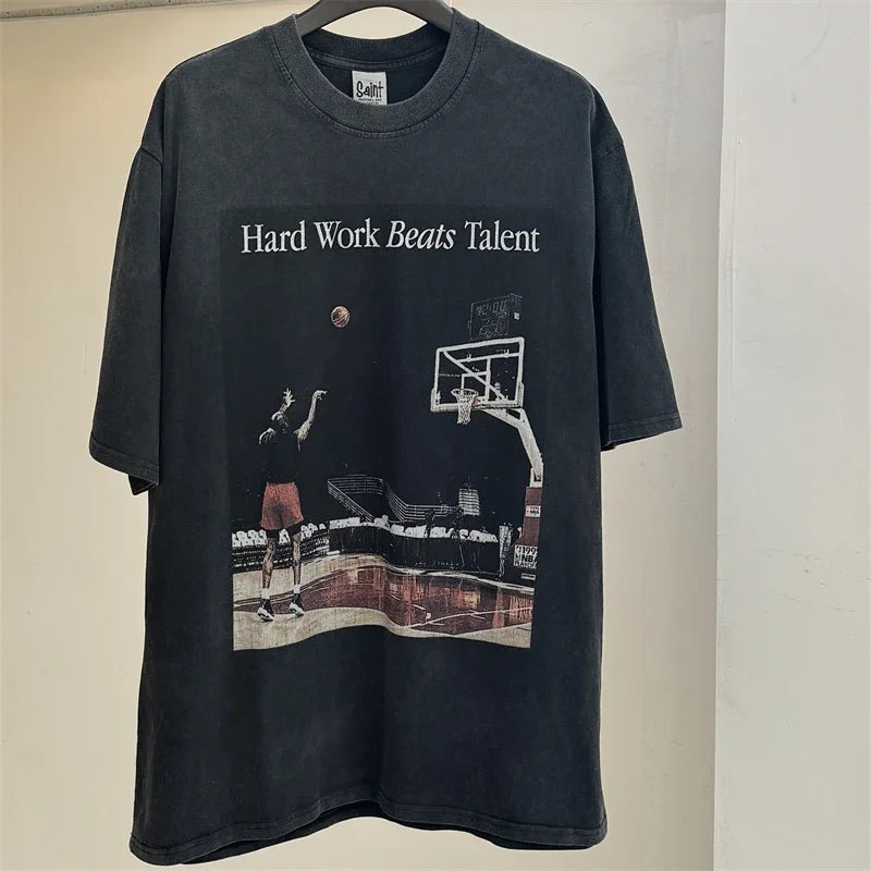 SAINT The Sand Of Time T-Shirts 2025ss Dirty Soil Spray Hand Worn Tank Top T Shirt Tee
