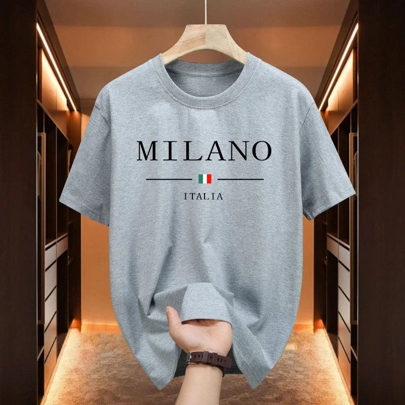 Italy Fashion Mens Cotton T-shirt Spring Summer Daily Casual Fashion O-neck Short Sleeve Top Male Home Outdoor Comfort Soft Tees