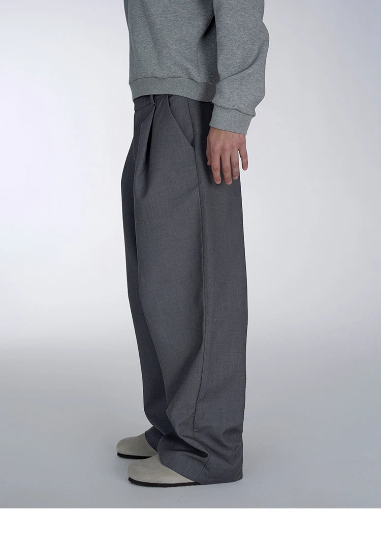 Mauroicardi Spring Autumn Long Baggy Black Wide Leg Pants Men High Waist Loose Casual Luxury Mens Designer Grey Clothes 2025
