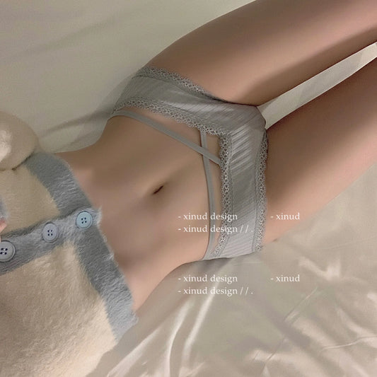 Women's Underwear Sweet Cross Bandage Sexy Underwear Close Fitting Underwear Striped Solid Color Low Waist Women's Underwear