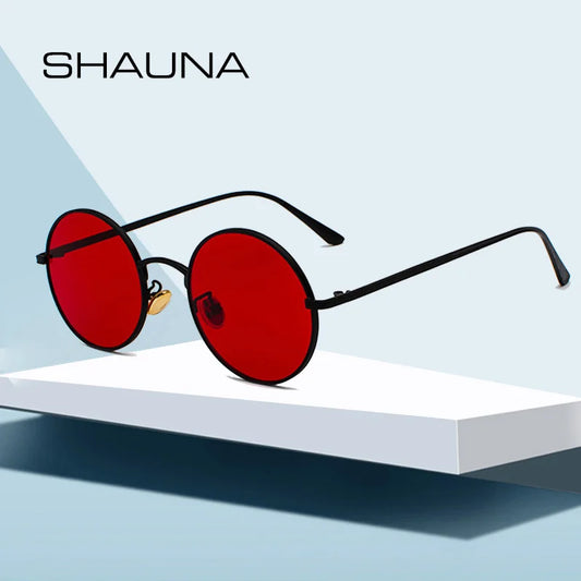 SHAUNA Super rond femmes lunettes de soleil marque concepteur mode hommes vert foncé lentille nuances UV400