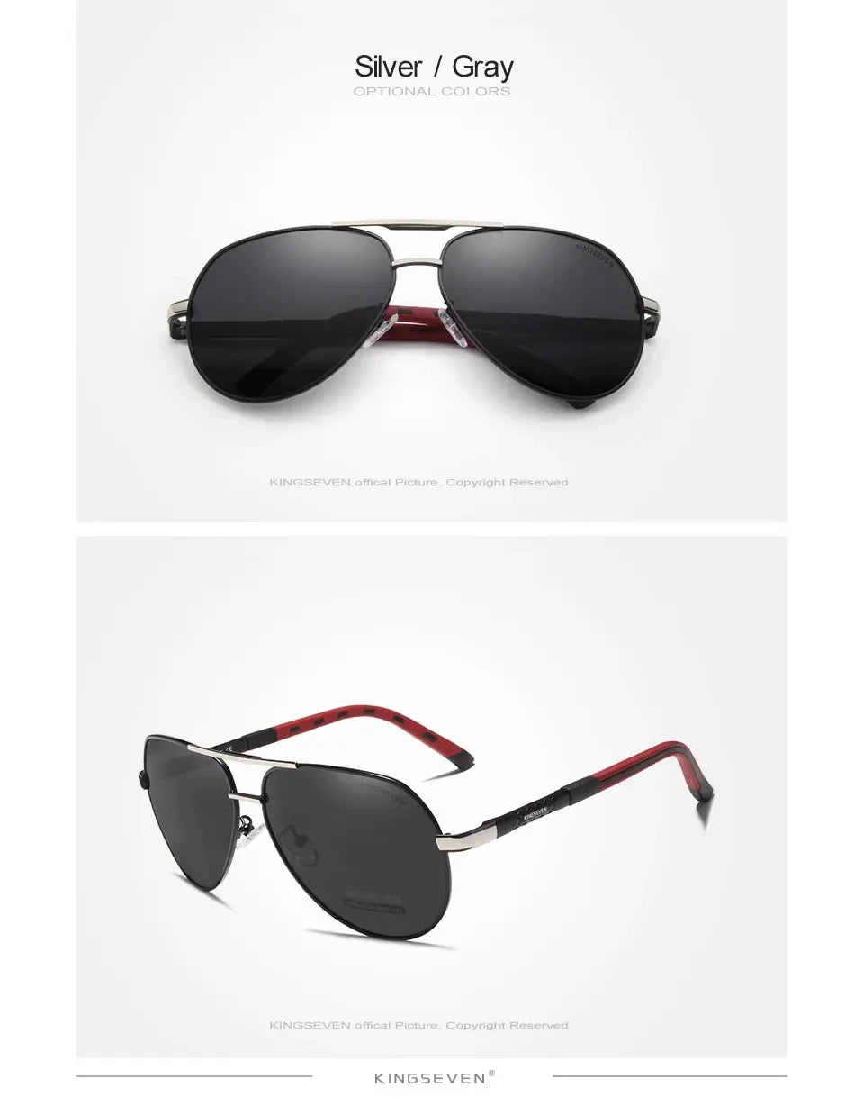 KINGSEVEN-Lunettes de soleil polarisées en aluminium vintage pour hommes et femmes, lunettes de soleil de marque classique, lentille de revêtement, lunettes de conduite