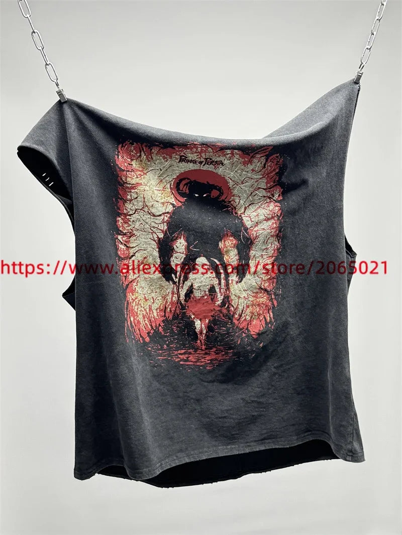 SAINT The Sand Of Time T-Shirts 2025ss Dirty Soil Spray Hand Worn Tank Top T Shirt Tee