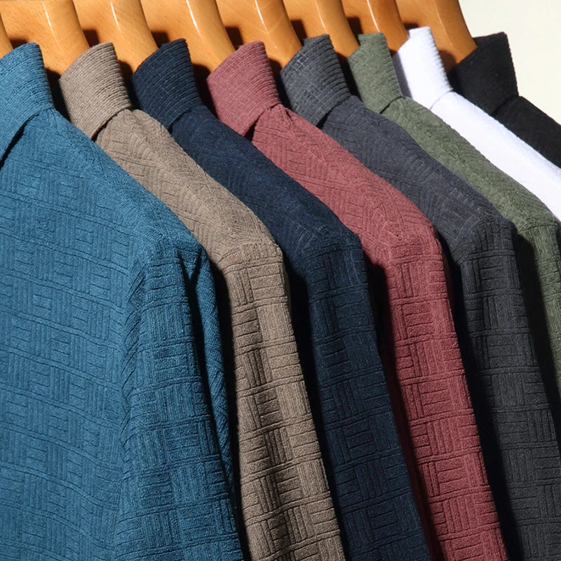 New Men's Business Casual Short Sleeved Shirt with Badge Solid Color Polo Shirt Fashionable Breathable Comfortable Versatile Top