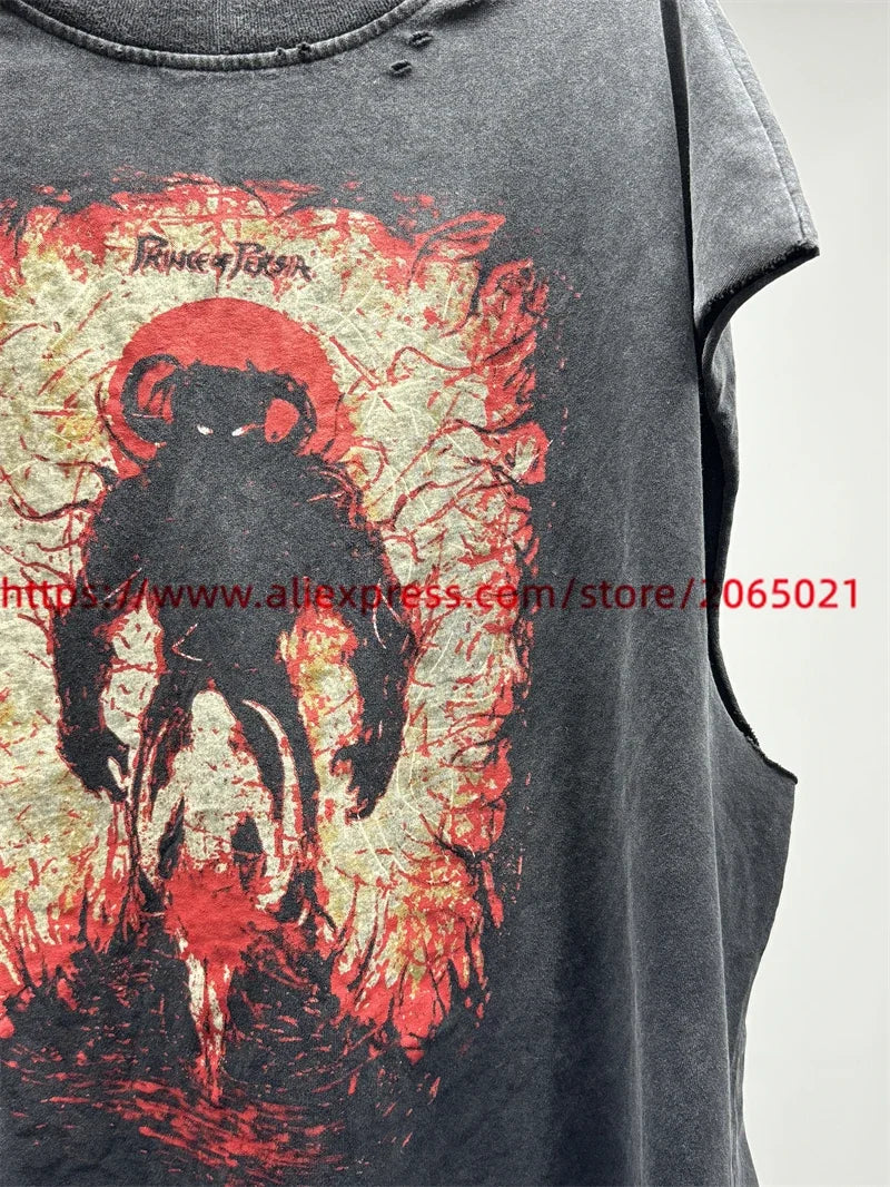 SAINT The Sand Of Time T-Shirts 2025ss Dirty Soil Spray Hand Worn Tank Top T Shirt Tee