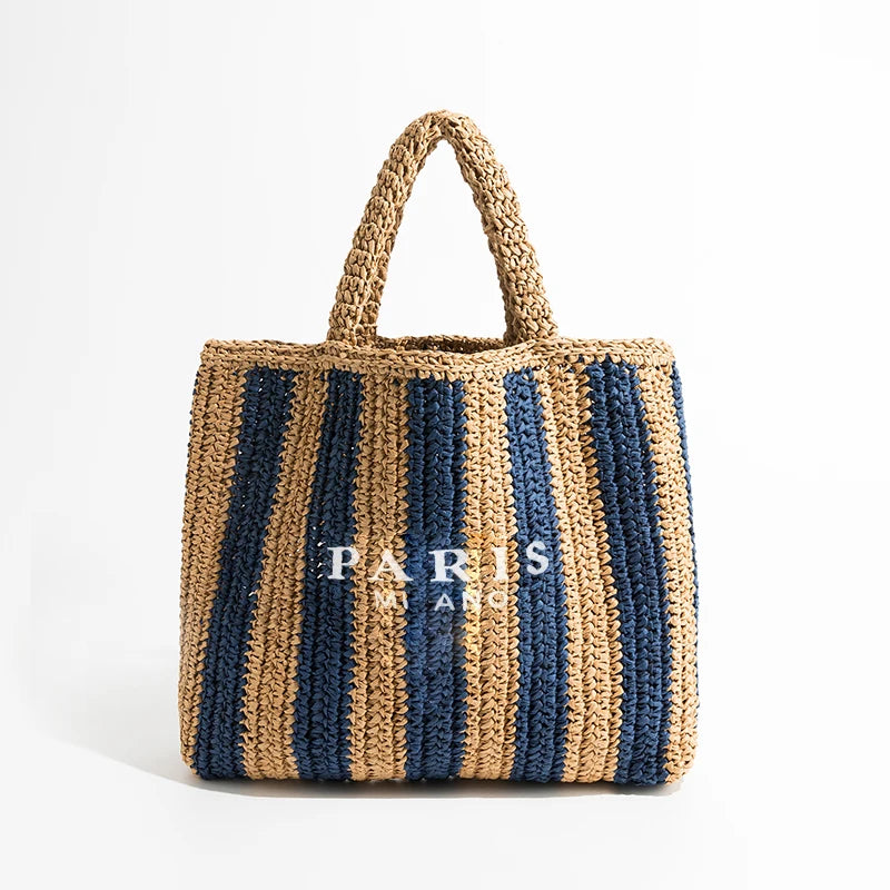MABULA Women's Straw Knitting Shoulder Bag Hollow Out Handwoven Handbag Luxury Designer Totes Bag Large Capacity Beach Bolsas