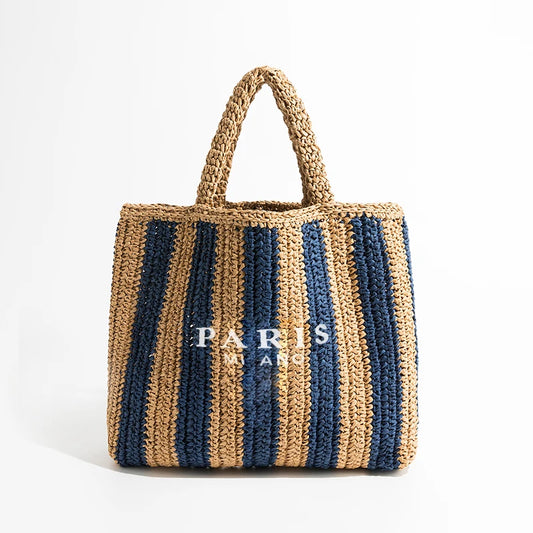 MABULA Women's Straw Knitting Shoulder Bag Hollow Out Handwoven Handbag Luxury Designer Totes Bag Large Capacity Beach Bolsas