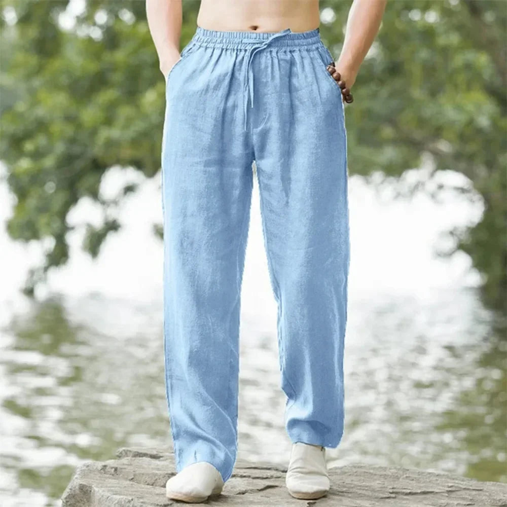 summer spring 2025 New Men's Cotton Linen Pants Male Autumn New Breathable Solid Color Linen Trousers Fitness Streetwear S-5XL